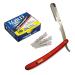 Stainless Steel Professional Barber Straight Edge Razor with 100 Lord Single Edge Blades - Red | Premium Shaving Tool for Men - Buy Online on GoSupps.com