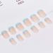 RikView French Tip Oval Glossy Fake Nails - Blue | Full Cover Acrylic Oval Nail Tips with Design - Buy Online on GoSupps.com