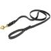 CopcoPet - Fat leather leash with brass snap hook + ring black 1.35 mx 15 mm 1.35 mx 15 mm Black