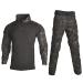 HARGLESMAN Men's Tactical Military Suits Long Sleeve Fitting Amry Uniforms Combat Shirt and Pants with Knee Pads Black Camo Medium