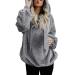 ZVAVZ Fuzzy Hoodies for Women Solid Stripe Soft Fleece Pullover Athletic Drawstring Pocket Sweatshirts Warm Loose Coat