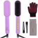 Negative Ionic Hair Straightener Brush with 9 Temp Settings 30s Fast Heating Hair Straightening Comb with LED Display Anti-Scald & Auto-Shut Off Hair Straightening Iron (Purple)