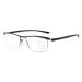 Zukky anti-blue lighting glasses for men and women light metal rectangular semicircular reading devices computers reading AM12 (Color: Black Size: 2.5x)