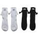 1/2PAIRS Novelty Funny Magnetic Suction 3D Doll Couple Sock Cute Couple Holding Hand Sock Cotton Mid-Tube Socks Cool Wedding Gifts for Couple (Black)