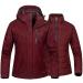 CREATMO US Women's 3 In 1 Waterproof Ski Jacket Windproof Snowboarding Jacket Warm Winter Snow Coat Raincoat XX-Large Wine Red