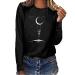 Women Summer Tops Plus Size Casual Loose Blouse Cute Sun Moon Print Graphic T-Shirts Short Sleeve Tee Tops XX-Large Black