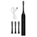 Electric Toothbrush USB Rechargeable Waterproof Tooth Cleaning Brush with Head Black Adults Toothbrush