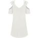 Women's White Feather Print Summer Dress with V Neck and Cold Shoulder - Size Large - Buy Online on GoSupps.com