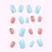 French Tip Press on Nails - Short Square Press On Nails with Nail Tips Rhinestones Sky Blue False Nail press on nails Acrylic False Nails Cute Artificial Nails - Buy Online on GoSupps.com