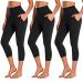 NEW YOUNG 3 Pack Capri Leggings for Women with Pockets-High Waisted Tummy Control Black Workout Gym Yoga Pants Capri Large-X-Large Black/Black/Black