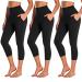 NEW YOUNG 3 Pack Capri Leggings for Women with Pockets-High Waisted Tummy Control Black Workout Gym Yoga Pants Capri Large-X-Large Black/Black/Black