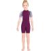 Neoprene Wetsuit Kids Girls Boys Toddler Shorty Thermal Swimsuit 2.5MM Scuba Suit for Teen Youth, One Piece Short Sleeve Child Diving Suits Warm Surf Suit Protection for Snorkeling Beach Water Sports Girl Purple XX-Large