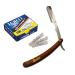 Stainless Steel Professional Barber Straight Edge Razor with 100 Count Single Edge Razor Blades (Brown)