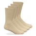Carolina Ultimate Mens Womens Unisex Non-Binding Diabetic Seamless Rib Crew Dress Socks 4 Pair Pack Shoe Size: 9-13 Khaki