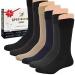 Diabetic socks for men, Premium cotton, Super Soft, Extra Comfortable, Mens dress socks Dark Colors - Over the Calf 10-13