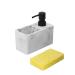 Srutueo Press-Type Bottle Detergent Dispenser Bathroom Sink Kitchen Soap Dispenser White with Dish Brush Sponge