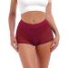 Women High Waist Mesh Tulle Spliced Activewear Yoga Shorts Dance Bottoms Rave Booty Shorts Mini Hot Pants Medium Wine Red