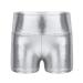 CHICTRY Kids Girls Metallic Shiny Stretch High Waisted Athletic Booty Dance Shorts Silver 10-12