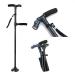Multifunctional Walking Stick Adjustable Non-Slip Aluminum Alloy Four-Corner Crutches for Elderly 5-Level Height Adjustment for Men and Women Arthritis Elderly and Disabled with Led Light