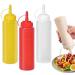 Cozlly Condiment Bottle, 3 Pcs Sauce Bottle with Cap, Squeeze Bottle 250 ML, for Condiments, Seasonings, Ketchup, Mustard, Mayo, Olive Oil (Red + White + Yellow)