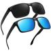 MEETSUN Polarized Sunglasses for Men Women Sports Driving Fishing Glasses UV400 Protection (Tr)2 Pack -Black +Blue Mirror Lens
