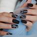 A N K 24 pieces Black false Nails medium length full coverage Glossy fake Artificial nails (Black Strip nail) Striped - Buy Online on GoSupps.com