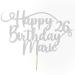 Cakeshop personalized Happy Birthday glitter cake decoration adapted color every name & every old cake decoration for birthday party (light silver)