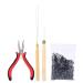 BestSwitch hair extension kit plug connector hair extension kit tongs hook loop tip with 500pcs micro rings hair extension accessories black