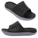 AIFLM Mens Sport Recovery Slide Sandals with Plantar Fasciitis Arch Support Thick Cushion Leisure Slippers Lightweight Comfort Orthotic Open Toe U-shaped shoes 12 Women/11 Men Black-gray