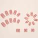 Foccna 24pcs French Tip Pink Fake Nails - LOVE Design Medium Square Glossy False Nail Tips for Women & Girls - Buy Online on GoSupps.com