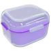 Argomax prosthesis box dentistry box denture box with sieve cleaning soaking and storing denture and other mouth tools (dark purple) Transparent housing + violet interior tray