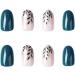 Justotry 24 Pcs Almond Navy Blue French Press on False Nails - Short Nude Fake Nails with Nail Glue - Pastel Oval Stick-on Nails for Women - Buy Online on GoSupps.com