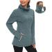 Soneven Women's Running Fleece Sweatshirts Cowl Neck Pullover Long sleeve Shirt with Thumb Holes and Neck Gaiter Face Mask Large Teal