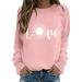 Valentine's Day Sweatshirts for Women, Love Heart Graphic Print Sweatshirt Loose Crew Neck Pullovers Tees Z22-pink X-Large