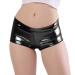 Kepblom Women's Shiny Metallic Rave Booty Shorts Hot Pants Dance Bottom X-Small Black