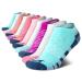 Avia Girls' Socks - 10 Pack Athletic Low Cut No Show Cushioned Liners Denim Assorted Medium