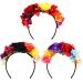 WILLBOND 3 Pcs Mexican Rose Flower Crown Headband Day of the Dead Headbands for Women Easter Headpiece for Bridal Cosplay Charming Colors