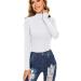 Women's Long Sleeve Mock Turtleneck Tops Casual Slim Fitted Under Layer Shirts 00-white Medium