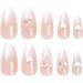 Long style Press On Nails with Nail Tips small bear heart-shaped bow design white gradient nake colour pearl crystal droplet shaped false nails press on nails Artificial False Nails - Buy Online on GoSupps.com