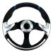 Pactrade Marine Boat Pontoon Non- Magnetic Steering Wheel Aluminum Frame Polyurethane (PU) Sleeves 3 Spokes 12-1/2" Diameter Aluminum Hub with 3/4" Tapered Bore Black
