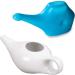 Qimacplus Leak Proof Neti Pot Hold 230 Ml Ceramic and 150 Ml Plastic Water Comfortable Grip | Dishwasher Safe Friendly Natural Treatment for Sinus and Congestion White and Blue
