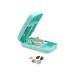 Safety Pill Splitter with Smart Blade Shield Small Travel Pill Cutter with Silicone V-Shaped Holder Portable Pill Slicer with Storage Compartments(Blue)