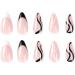 24pcs Short Oval French Tip Stick on Nails - Black & White Edge Press-on Nails for Women & Girls - Removable Full Cover Acrylic Fake Nails - Nail Art Accessories 0217Y01 - Buy Online on GoSupps.com