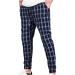 Mens Comfort Loose-fit Plaid Pattern Joggers Classic Drawstring Mid Waist Comfort Athletic Pants Navy Small