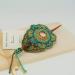 Beaded Turquoise Hair Barrette with Wood Stick - Handcrafted Hair Accessory - Buy Online on GoSupps.com