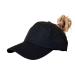 Criss Cross Ponytail Hat Washed Distressed Mesh Womens Baseball Cap Dad Hat Ponytail Hat for Women Sgx-black