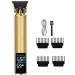 Pro Hair Clipper Bald Hair Clipper Trimmer Men's Rechargeable Lawn Mower T-Shaped Contour Hair Clipper Shaver Old-Fashioned Hair Clipper Cordless(Gold)