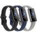 3 Pack Bands for Fitbit Luxe Bands with Screen Protector Case Soft Silicone Sport Replacement Wristbands Strap for Fitbit Luxe Women Small Black+Navy Blue+Gray