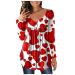 Womens Graphic Tees Valentine's Day Gifts for Wife Cute Love Print Shirts Long Sleeve Tops V Neck Button Tshirts A62-red X-Large