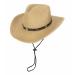 Straw Cowboy Cowgirl Hat for Men Women Wide Brim Sun Hat Western Style with String Khaki Medium